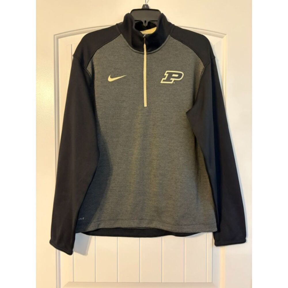 Nike Purdue Boilermakers Gray Quarter Zip Pullover Sweatshirt Dri-Fit Men's M